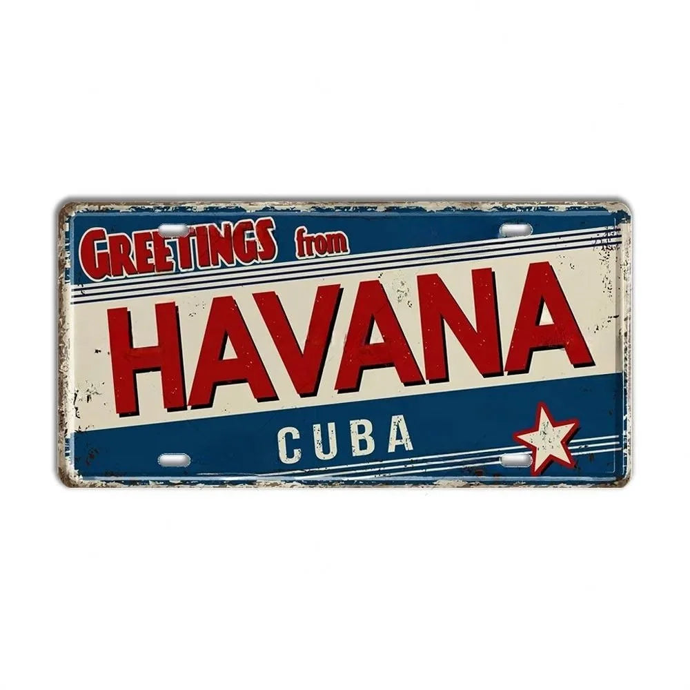 Caribbean Destination Metal Sign – Vintage Aluminum Wall Decor (30x15cm)