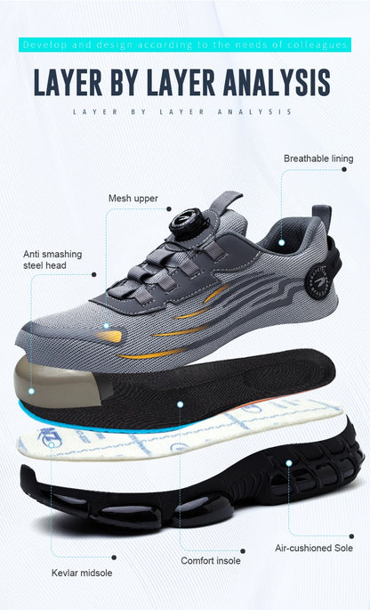 Steel Toe Safety Shoes for Men Lace Free Breathable