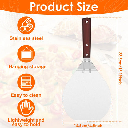 Metal Pizza Peel with Wood Handle | 6.5–12 inch Non-Stick Pizza Shovel & Cake Lifter for Home Baking