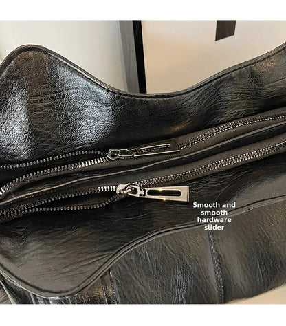 Soft Interior Compartment PU Leather Shoulder Bag For Women With Zipper Closure