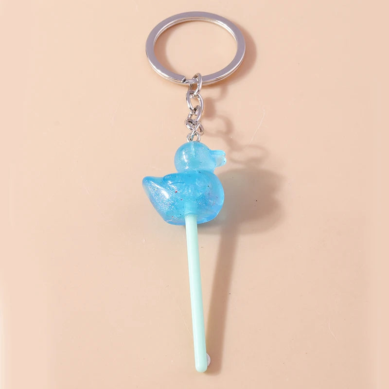 3D Simulation Food Keychain – Cute Resin Lollipop, Donut & Snack Key Ring Charms