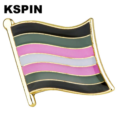 Pride Flag Enamel Lapel Pin – Rainbow & Progress Badge Brooch