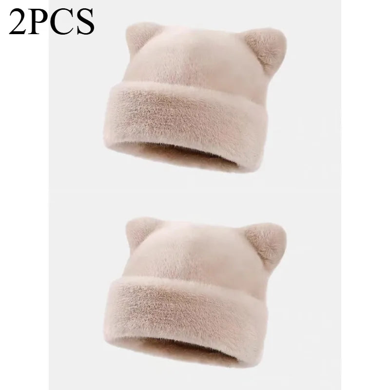 Women's Plush Teddy Bear Beanie – Cute Animal Print Knit Hat | Warm & Cozy