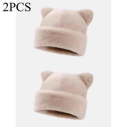 Women's Plush Teddy Bear Beanie – Cute Animal Print Knit Hat | Warm & Cozy