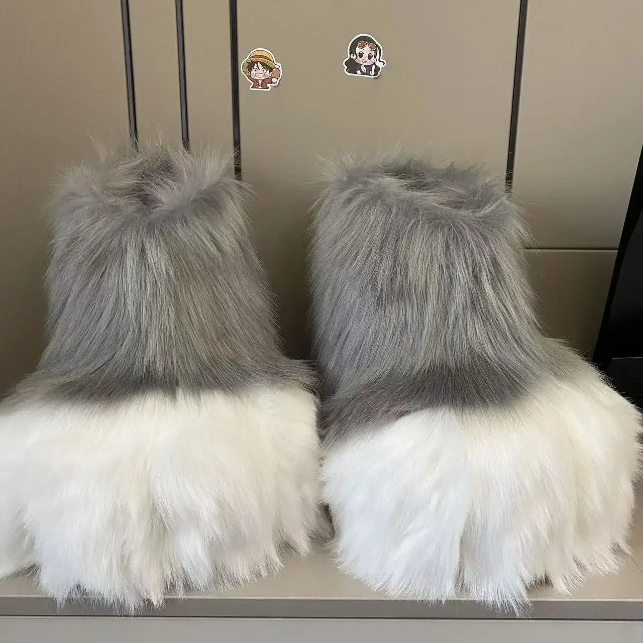 Fluffy Fursuit Paw Shoes Cosplay Animal Boots for Halloween and Conventions