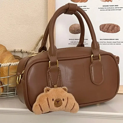 Cartoon Capybara & Croissant Plush Keychain | Soft Bread Food Stuffed Hanging Accessory