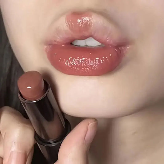 Waterproof Red Brown Lipstick | Moisturizing Mirror Lip Gloss for Long-Lasting Natural Makeup