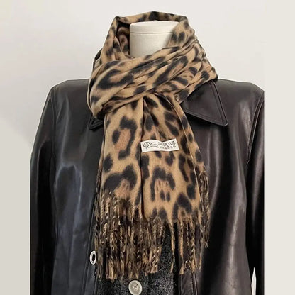 Leopard Tassel Shawl Scarf – Cozy Cashmere-Feel Winter Wrap
