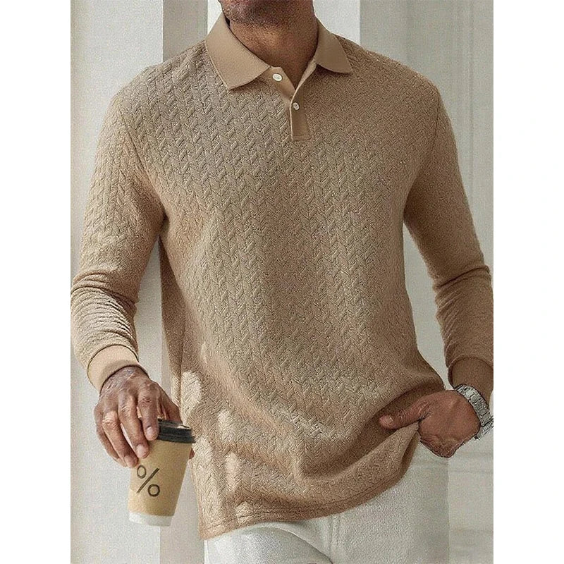 Men's Long Sleeve Polo Shirt – Breathable Knit, Business Casual | S–XXL