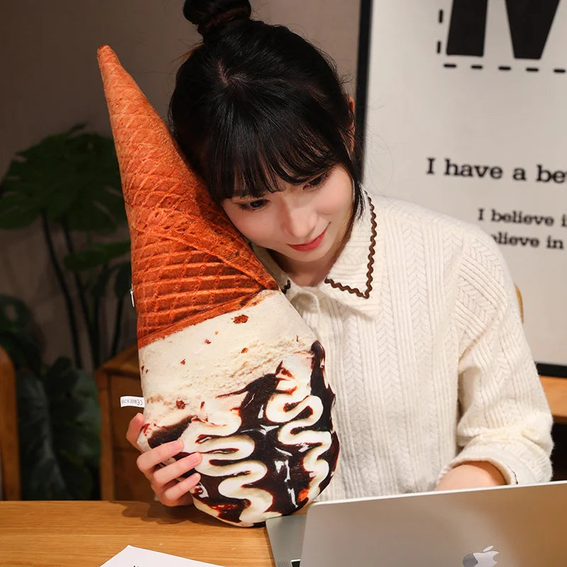 Simulation Ice Cream Plush Toy | Soft Stuffed Dessert Plushie Throw Pillow & Sofa Cushion Home Decor