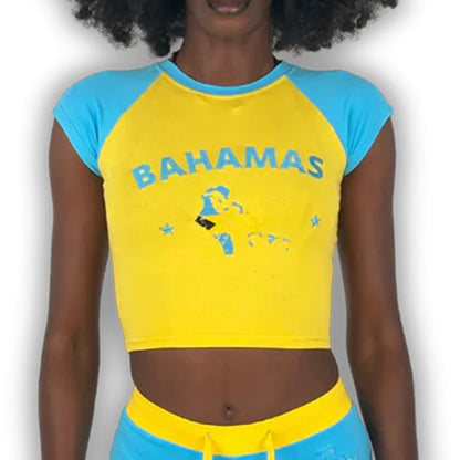 Caribbean Islands Embroidered Graphic Crop Top for Women