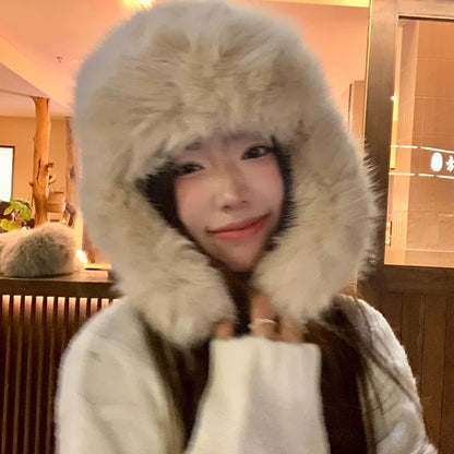 Unisex Faux Fur Bomber Hat – Warm Windproof Earflap Cap for Winter & Skiing - Unisex