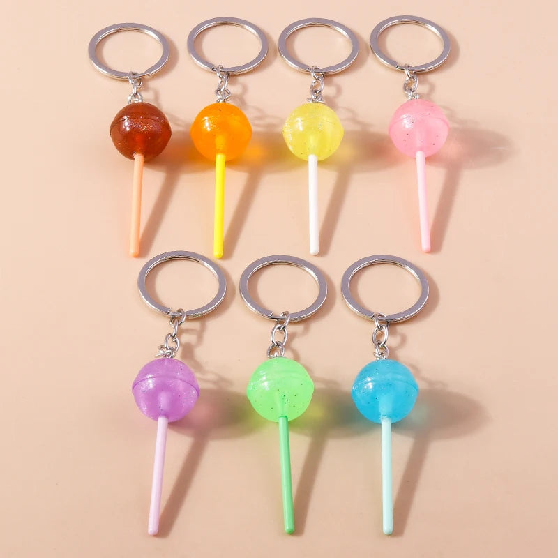 3D Simulation Food Keychain – Cute Resin Lollipop, Donut & Snack Key Ring Charms