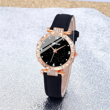 Women's Luxury Rhinestone Watch Set | 5pcs Elegant Fashion Quartz Wristwatch & Bracelet Gift