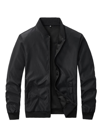 Men's Baseball Collar Zip-Up Jacket – Lightweight Casual Coat, Loose Fit | S–XL