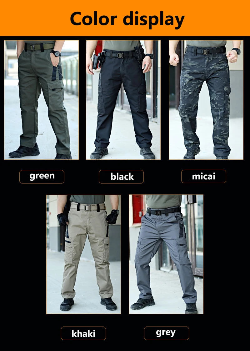 Men's Tactical Work Pants | Waterproof Multi-Pocket Cargo Trousers for Outdoor Hiking & Workwear