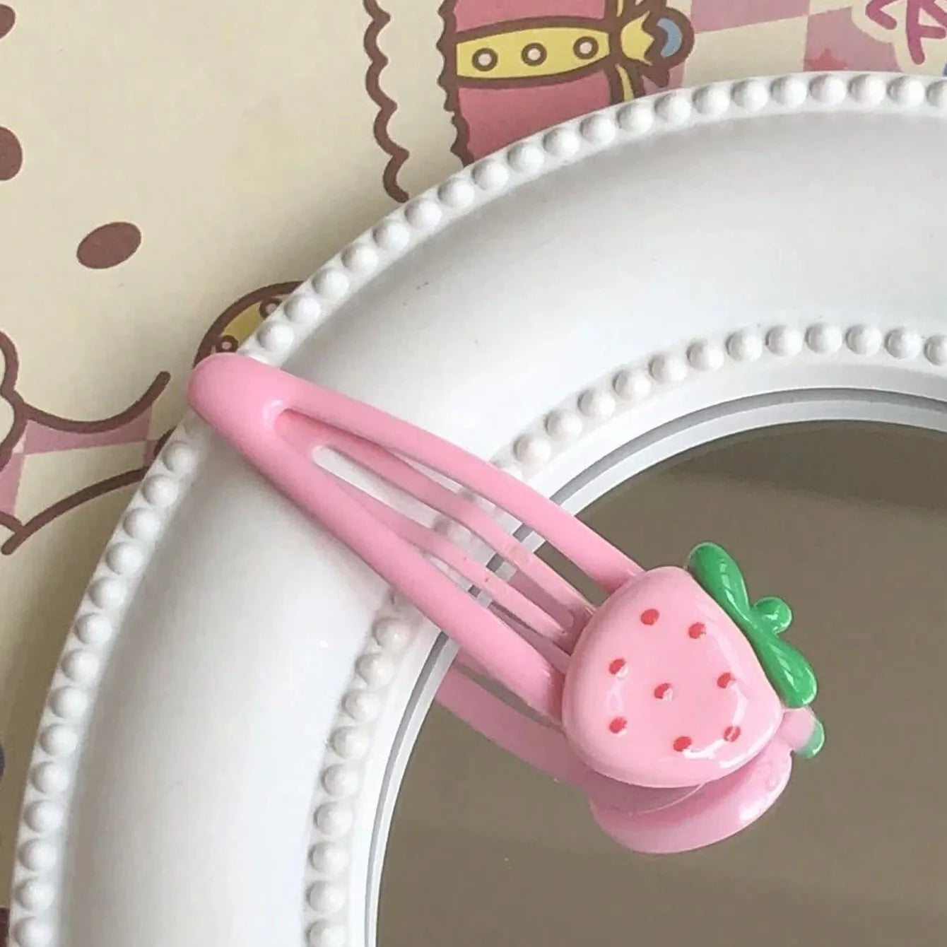 4-Pack Pink Strawberry Hair Clips – Cute Everyday Bang & Side Hair Pins