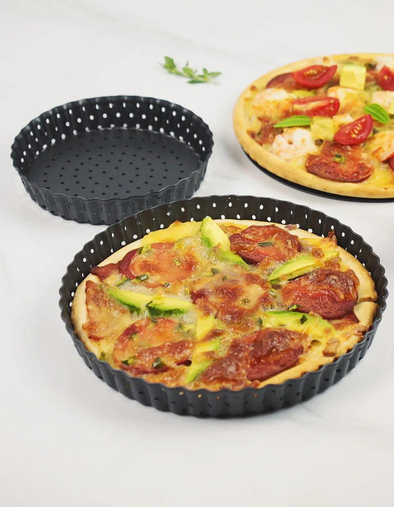 Perforated Non-Stick Pizza & Cake Pan – Carbon Steel Baking Tray (5"/8"/9")