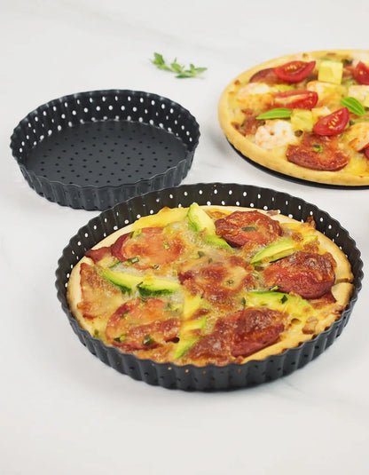 Perforated Non-Stick Pizza & Cake Pan – Carbon Steel Baking Tray (5"/8"/9")