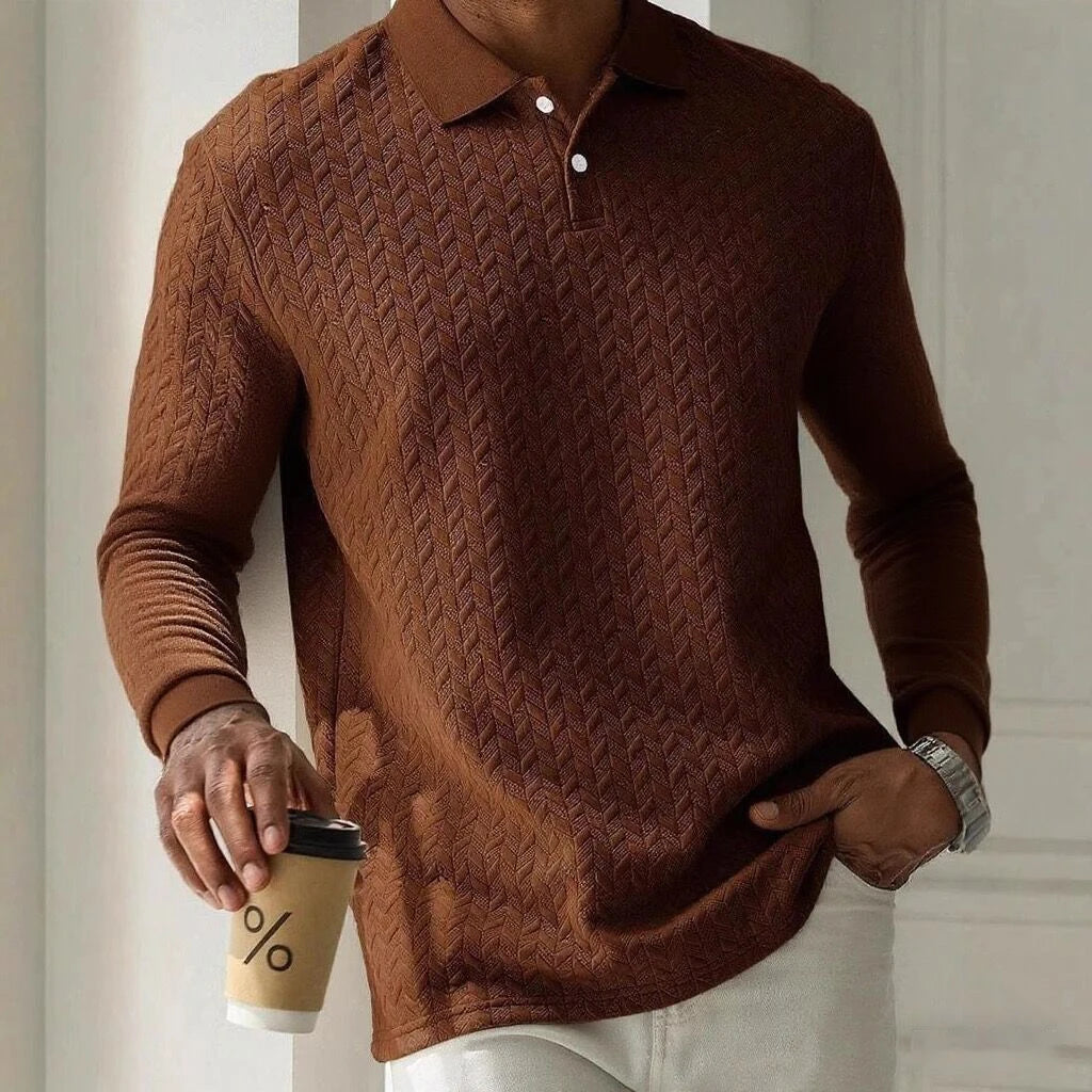 Men's Long Sleeve Polo Shirt – Breathable Knit, Business Casual | S–XXL