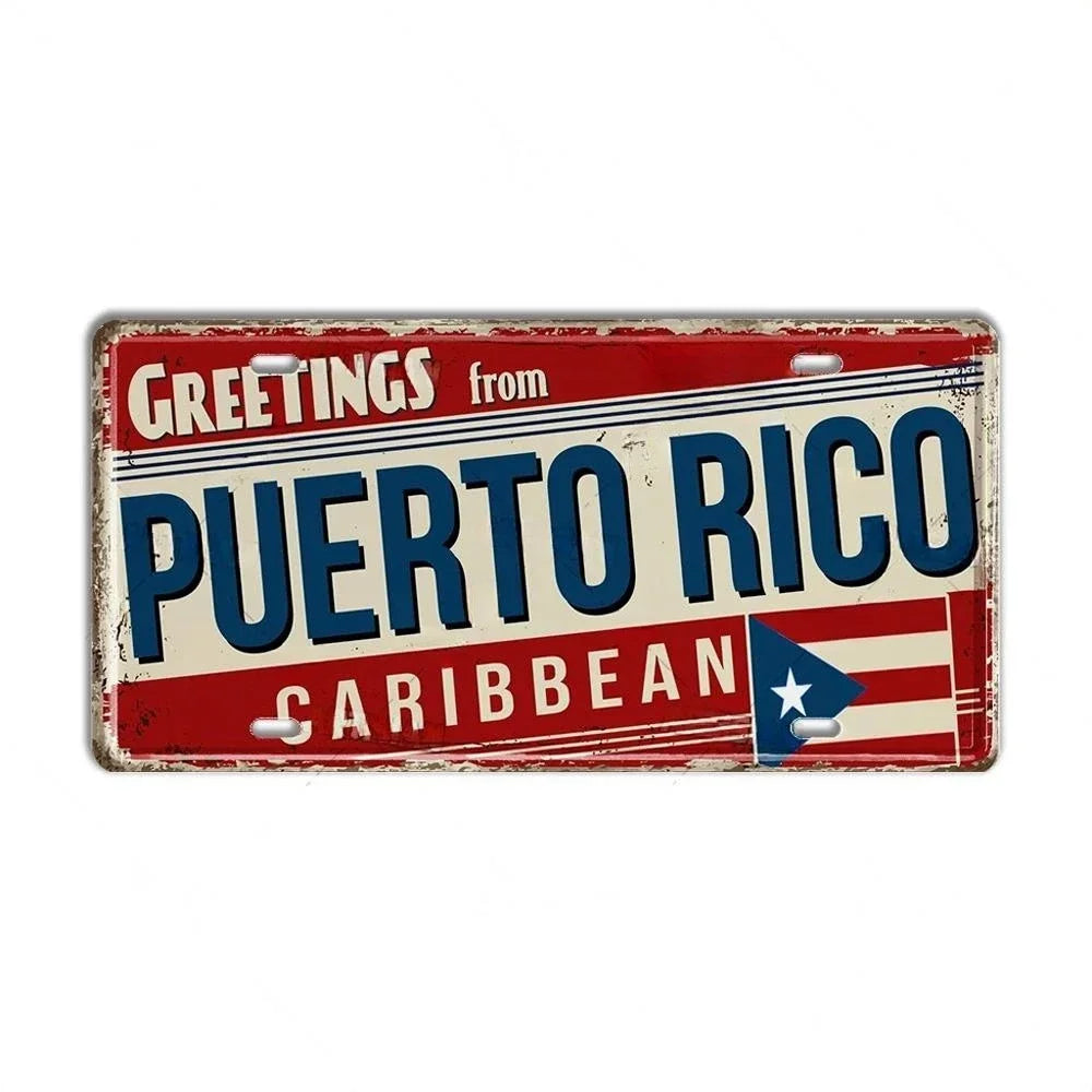 Caribbean Destination Metal Sign – Vintage Aluminum Wall Decor (30x15cm)