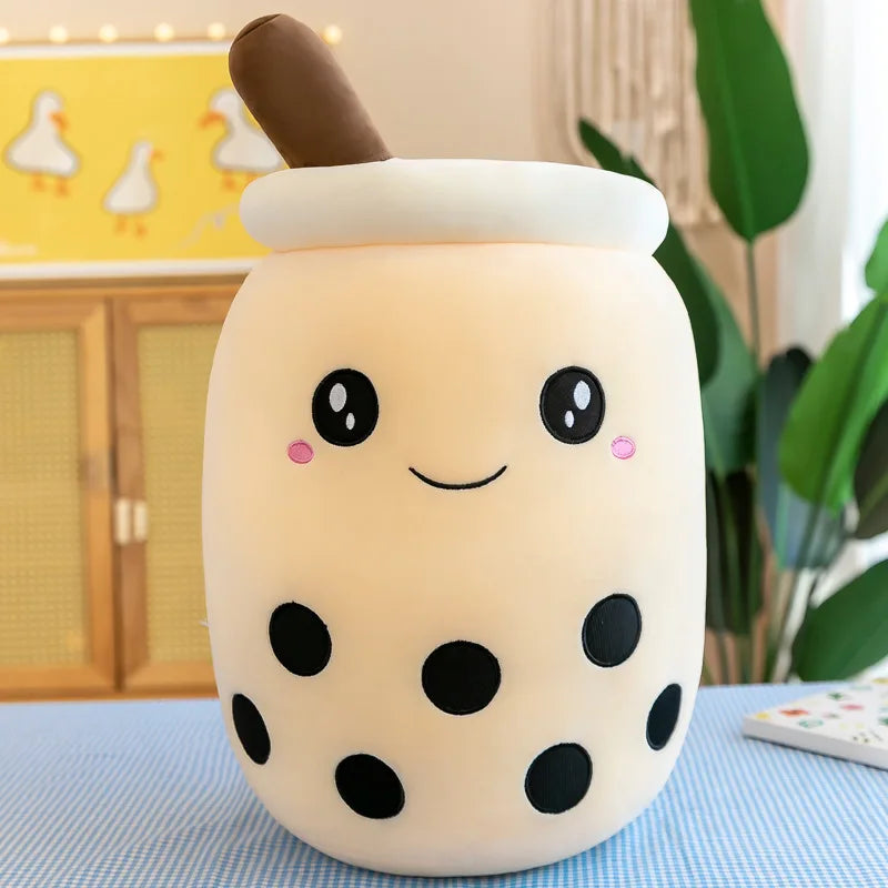 Cute Boba Bubble Tea Plush Toy | 24cm Soft Kawaii Milk Cup Plushie Gift for Kids & Adults
