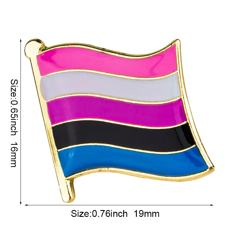 Pride Flag Enamel Lapel Pin – Rainbow & Progress Badge Brooch