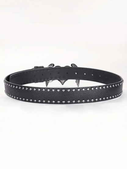 Women's Y2K Punk Gothic Rose Essential Oil Leather Belt | Rivet Heart Drop Spring Summer Waist Accessory