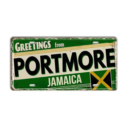 Caribbean Destination Metal Sign – Vintage Aluminum Wall Decor (30x15cm)