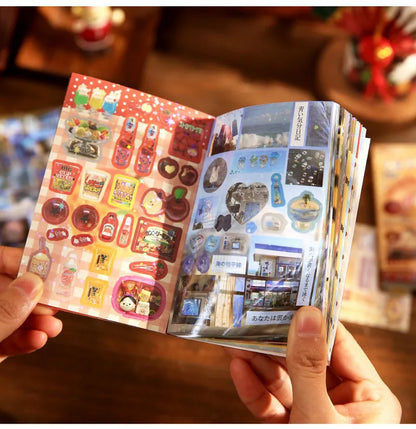 Kawaii Glitter Die-Cut Sticker Book – 30 Sheets Japanese Showa Style Scrapbook Stickers