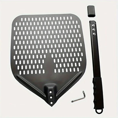 Perforated Aluminum Pizza Peel | 30x35cm Rectangular Transfer Paddle for Professional Pizza Making