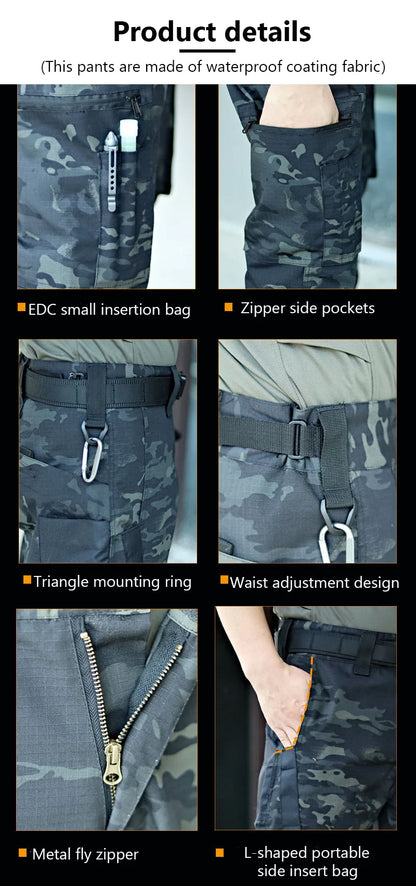 Men's Tactical Work Pants | Waterproof Multi-Pocket Cargo Trousers for Outdoor Hiking & Workwear