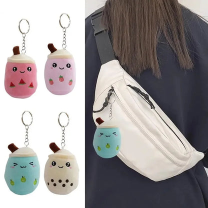 Bubble Tea Boba Plush Toy | Soft Stuffed Milk Cup Plushie Pillow & Keychain Pendant for Kids