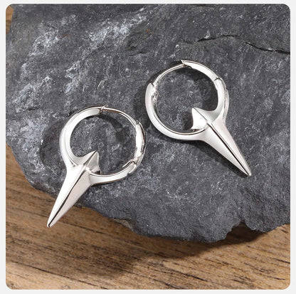 Men's Punk HipHop Hoop Earrings | Silver Color Metal Hoops Piercing Ear Jewelry