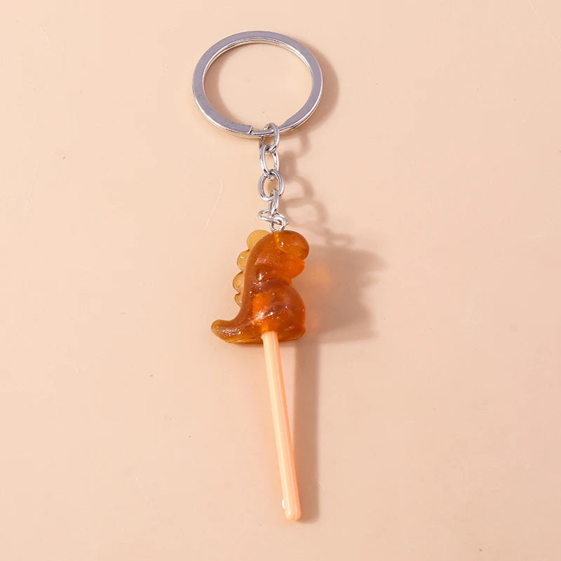 3D Simulation Food Keychain – Cute Resin Lollipop, Donut & Snack Key Ring Charms
