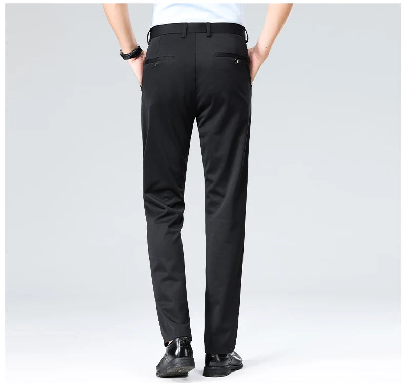 Men's Smart Casual Dress Pants – Elastic Waist Suit Trousers, Straight Fit | Sizes 29–42