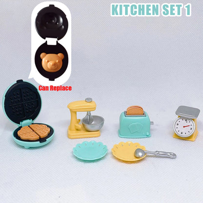 DIY Dollhouse Bear Biscuits Kitchen Set | 1/12 Miniature Toaster, Mixer & Scale Toy for Girls