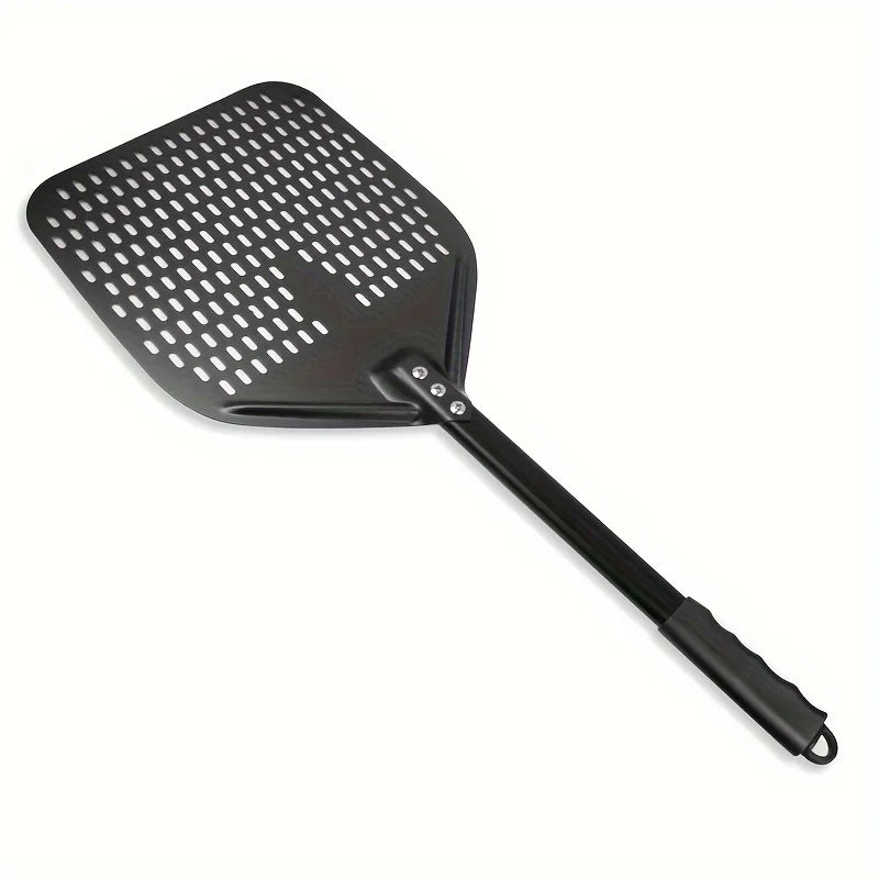 Perforated Aluminum Pizza Peel | 30x35cm Rectangular Transfer Paddle for Professional Pizza Making