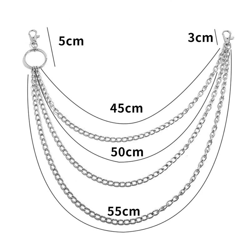 Metal Belt Chain | HipHop Rock Punk Hook Wallet Chain Keychain Ring Clip Jewelry