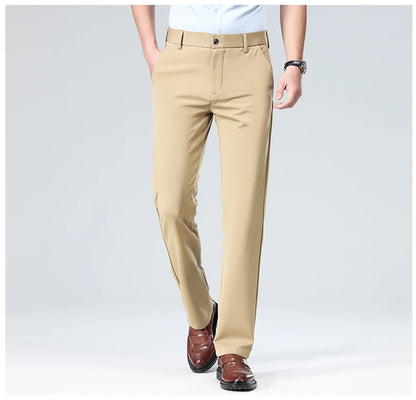 Men's Smart Casual Dress Pants – Elastic Waist Suit Trousers, Straight Fit | Sizes 29–42