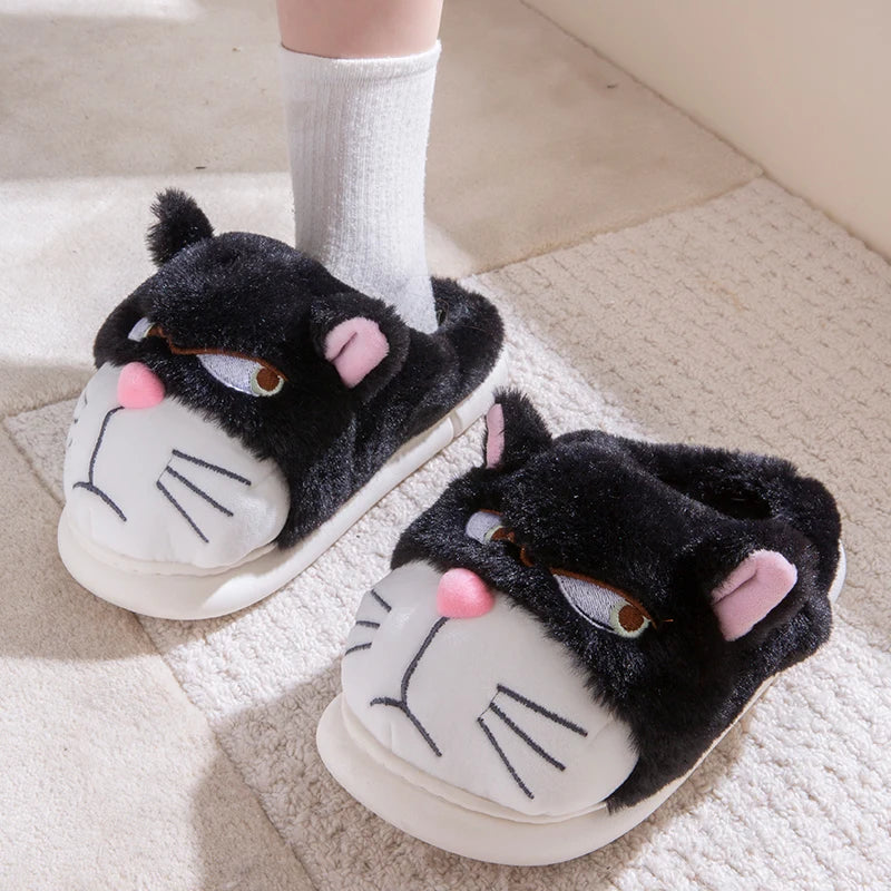 Cartoon Embroidered Plush Slippers – Women's Cozy Indoor House Shoes