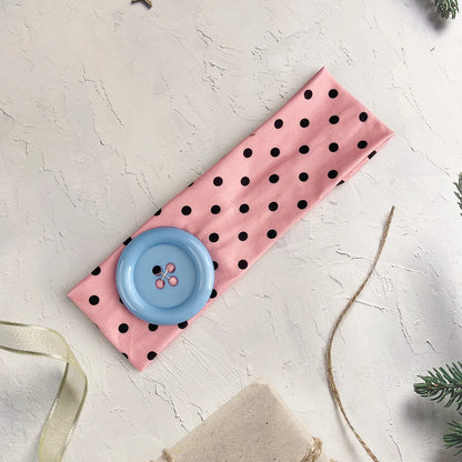 Vintage Polka Dot Button Headband for Women