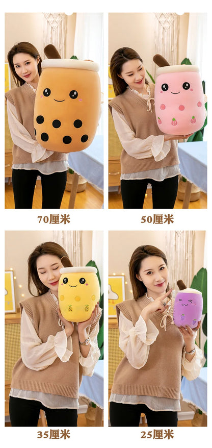 Cute Boba Bubble Tea Plush Toy | 24cm Soft Kawaii Milk Cup Plushie Gift for Kids & Adults