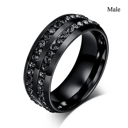 Charm Couple Rings Set | Women's Red Rhinestone Ring & Men's Stainless Steel Celtic Dragon Wedding Band