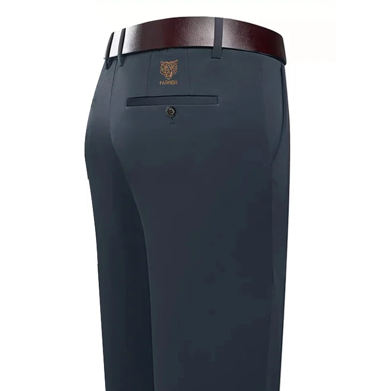 Men's Smart Casual Dress Pants – Elastic Waist Suit Trousers, Straight Fit | Sizes 29–42