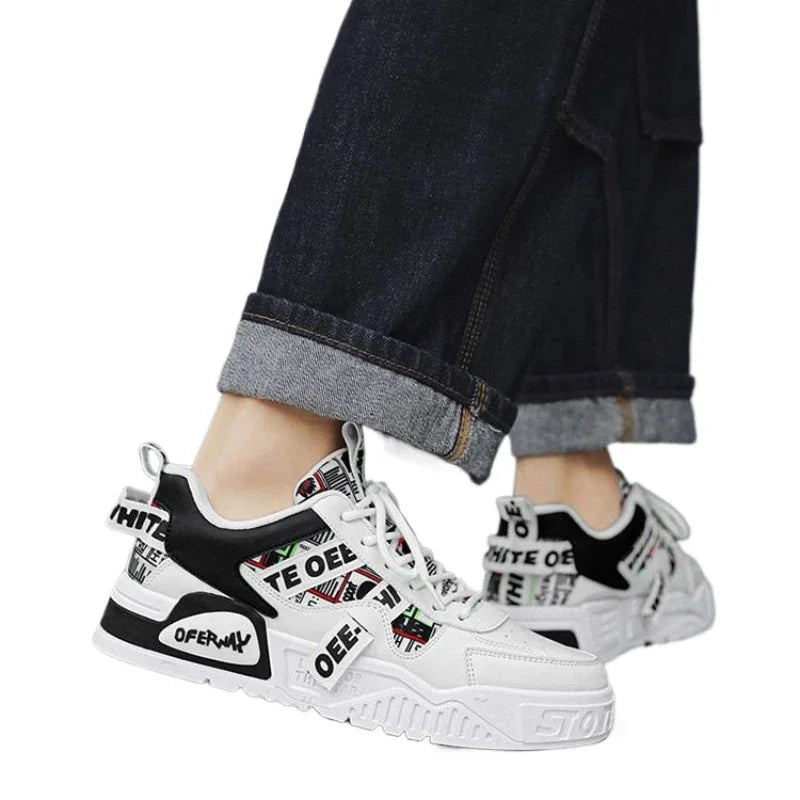 Breathable Lace Up Leather Casual Sneakers for Men
