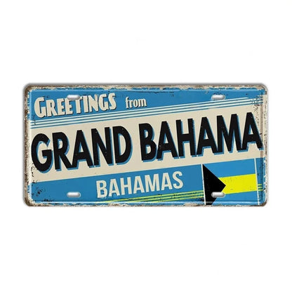 Caribbean Destination Metal Sign – Vintage Aluminum Wall Decor (30x15cm)