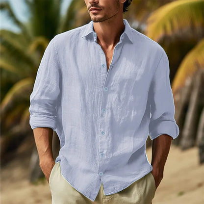Men's Cotton Linen Casual Shirt – Lightweight Breathable Button-Down | S–3XL, 6 Colors