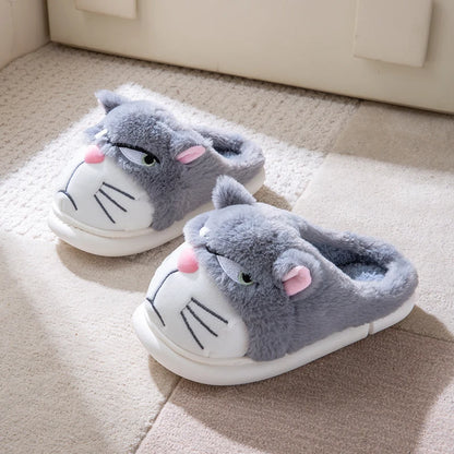 Cartoon Embroidered Plush Slippers – Women's Cozy Indoor House Shoes