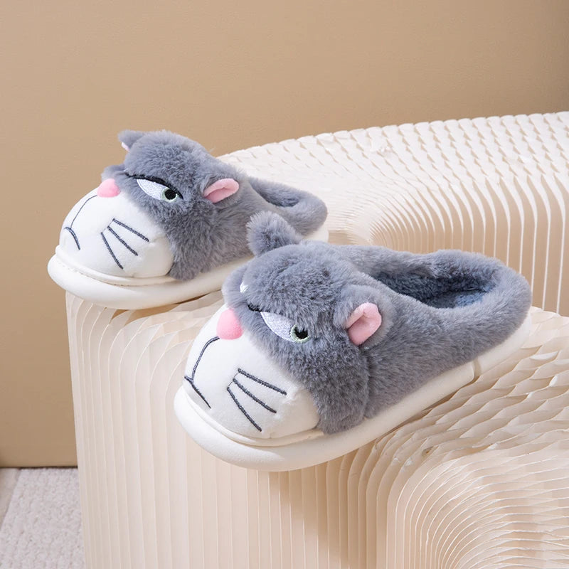 Cartoon Embroidered Plush Slippers – Women's Cozy Indoor House Shoes